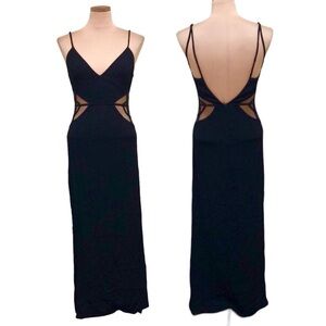 Tobi Maxi Dress Size Small Black Mesh Cutout Sides